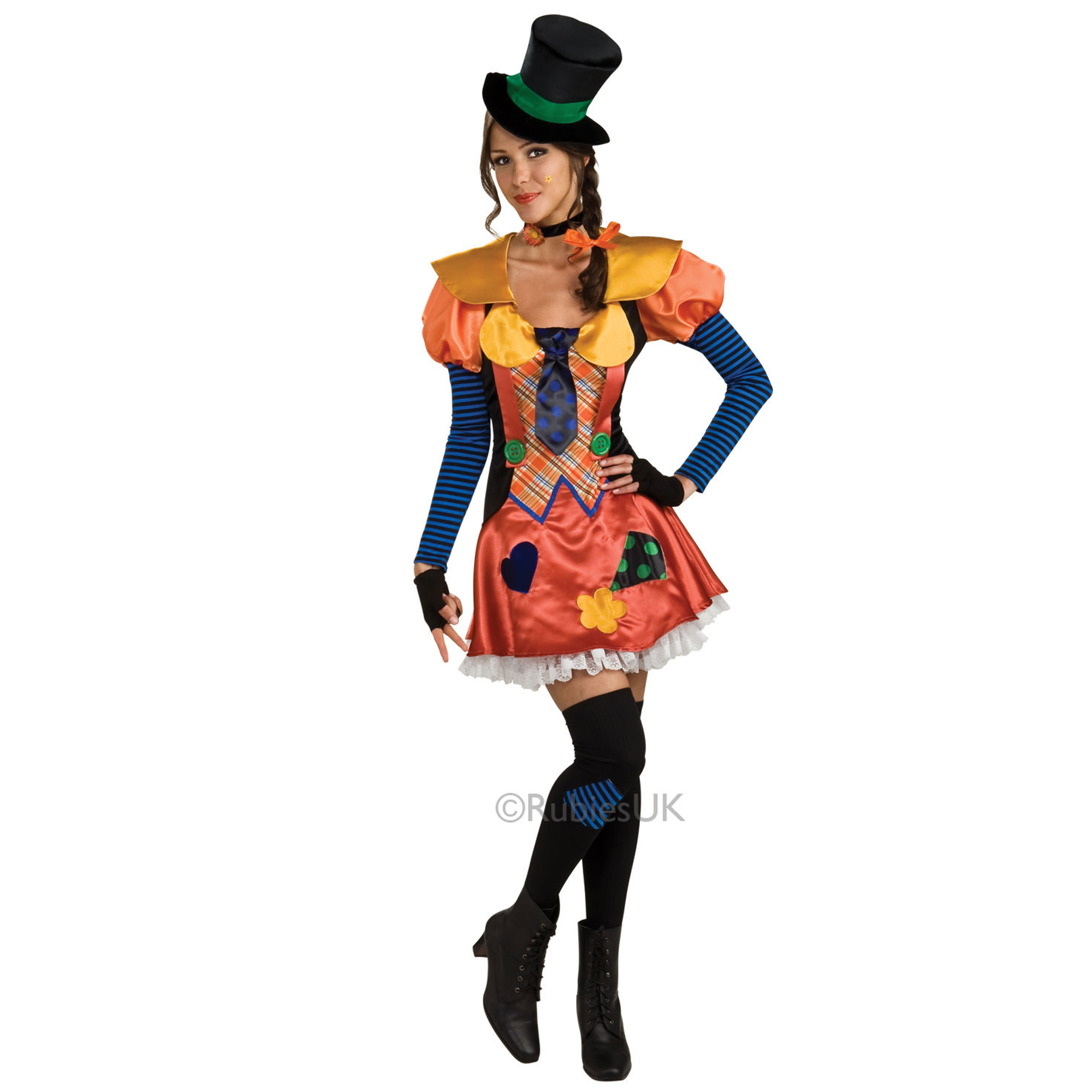 Womens Clown Fancy Dress Costume Skirt Halloween FANCY DRESS Jester Circus - Foto 2