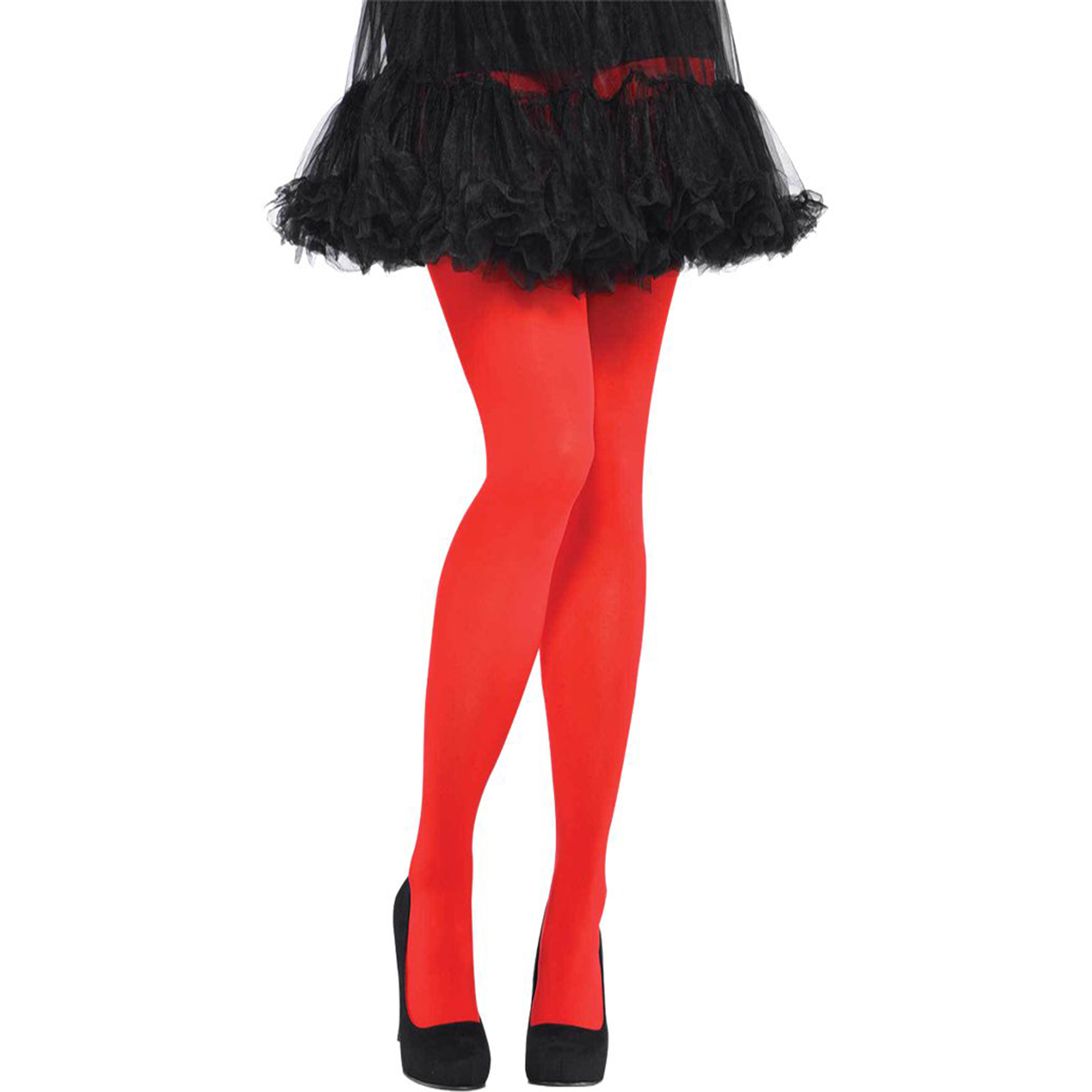 Red opaque tights for women